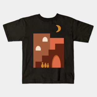 Building And Moon Modern boho Kids T-Shirt